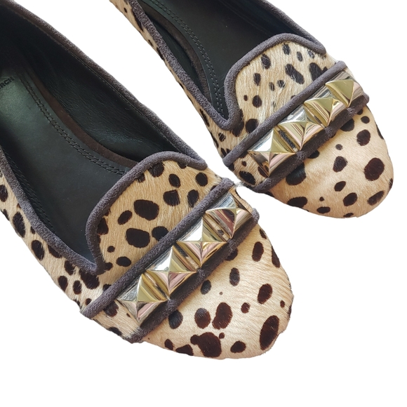 Tory Burch Studded Asher Loafer Animal Print Cheetah Pony Hair Flats Size 9 - Picture 3 of 6